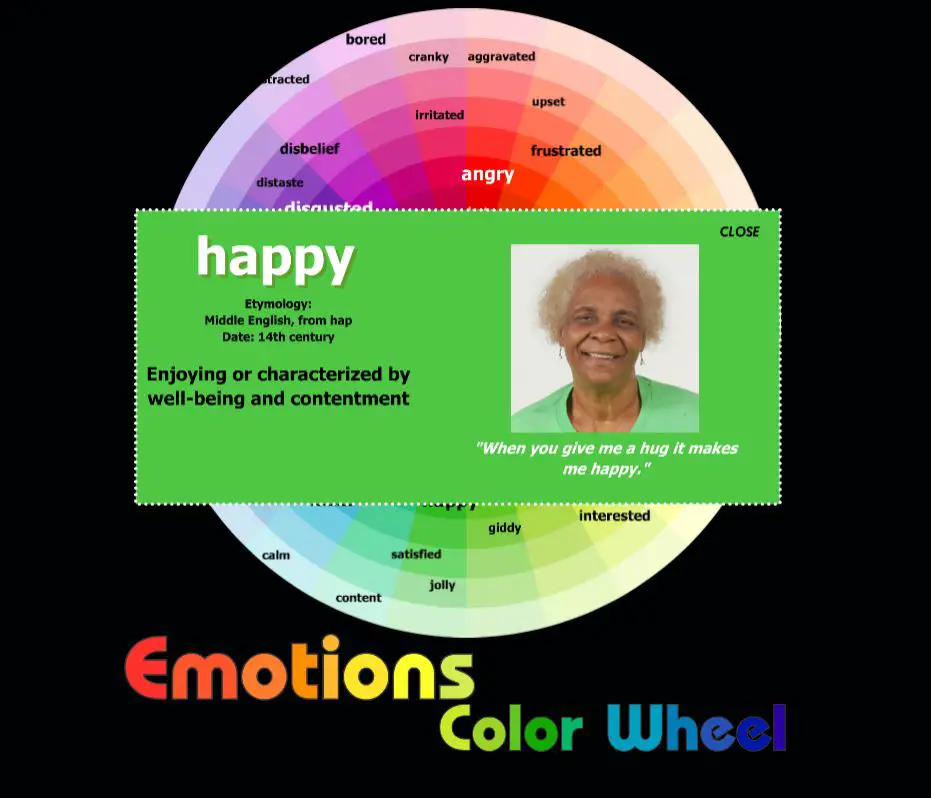 Emotion color wheel to teach a child emotions